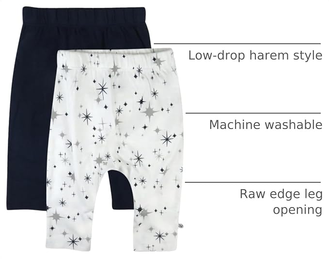 HonestBaby Unisex-Baby Multipack Harem Pants Roomy Fit Pull on Bottoms 100% - Image 4