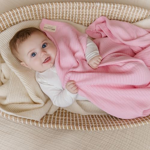 100% Organic Cotton Baby Blanket – Luxury Stretch Ribbed Knit, Breathable - Image 3