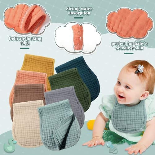 Frienda 8 Pack Muslin Burp Cloths - Image 3