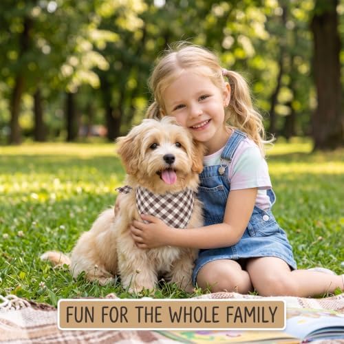Khaki Gingham Dog Bandana, Cotton Linen Adjustable Triangle Dog Scarf Plaid Pet - Image 6
