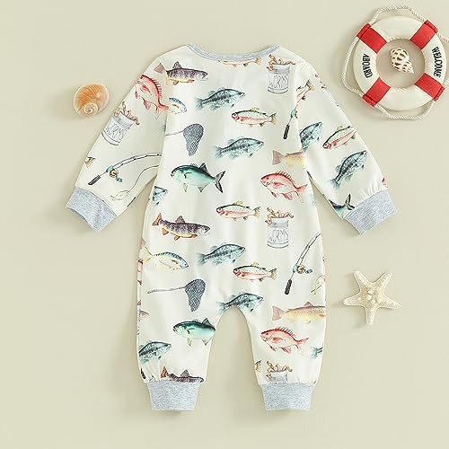 Western Baby Cowboy Clothes Neutral Zipped Fall Romper Outfit - Image 3