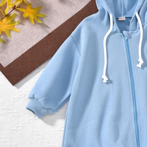 Unutiylo Unisex Baby Boys Girls Long Sleeve Infant Baby Zipper Hooded Jumpsuits - Image 6