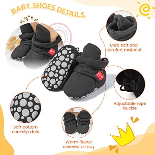 ohsofy Newborn Baby Cotton Booties Stay On Slipper Winter Warm Soft Shoes - Image 3