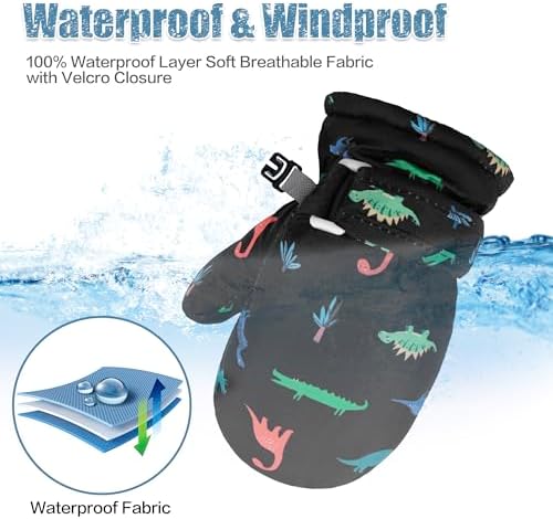 Toddler Mittens Lined Fleece Snow Gloves - Image 3