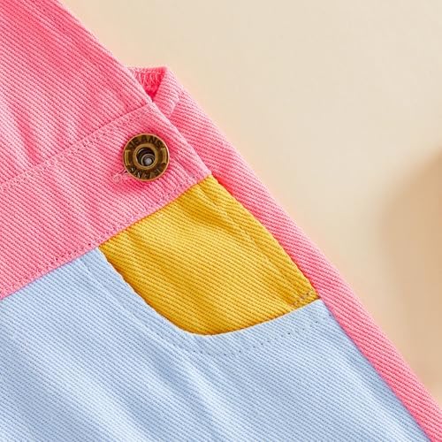 Fernvia Toddler Kids Baby Girl Boy Contrast Color Overalls Shorts Clothes - Image 5