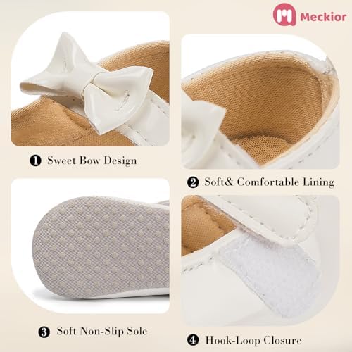 Meckior Infant Baby Girls Soft Sole Bowknot Princess Wedding Dress Mary Jane - Image 6