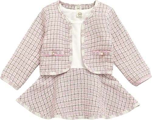 Toddler Kids Baby Girls Plaid Skirt Set Cardigan Jacket Coat + Tutu Dress Set by BOIZONTY