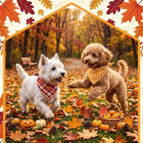 50 Pcs Fall Plaid Dog Bandanas Bulk Autumn Gingham Check Pattern - Image 4