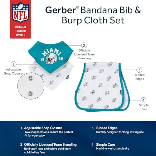 Gerber Baby Nfl Team Bandana Bibs and Burp Cloth Set - Image 5