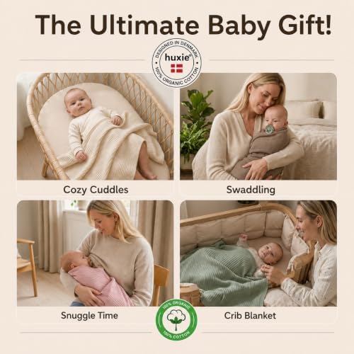 Receiving Blankets, 100% Organic Cotton Knit, Newborn Baby Swaddle | - Image 4