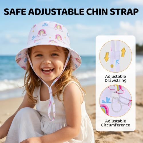 Toddler Bucket Hats UPF 50+ Baby Sun Hat Adjustable Kids Sun Protection Summer - Image 5