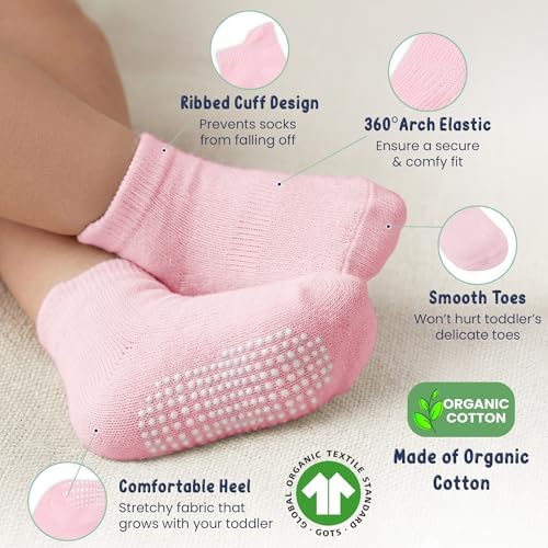 GOTS Organic Cotton Blend Ankle Toddler Socks 6M-12M-2t-3t-4t-5t Baby Gift - Image 3