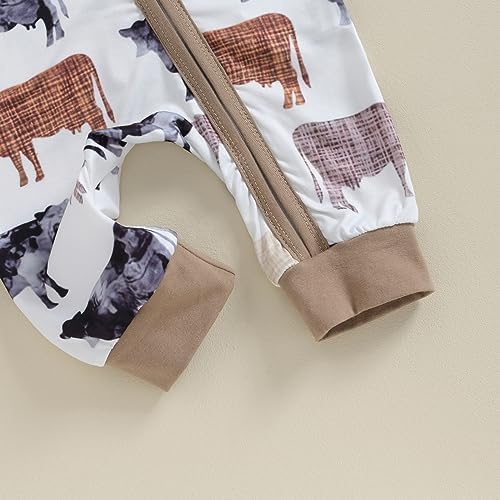 Western Baby Cowboy Clothes Neutral Zipped Fall Romper Outfit - Image 7