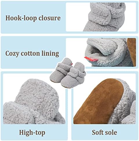 ohsofy Newborn Baby Cotton Booties Stay On Slipper Winter Warm Soft Shoes - Image 5