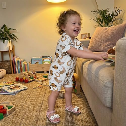 Kuriozud Baby Girl Boy Romper Pajamas Onesie Short Sleeve Button Down Pjs - Image 2