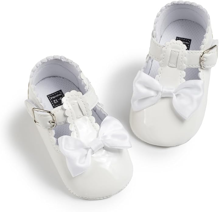 Meckior Infant Baby Girls Soft Sole Bowknot Princess Wedding Dress Mary Jane by Meckior