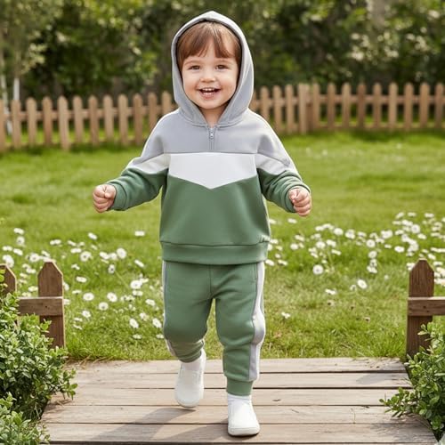 Infant Baby Boy Fall Winter Clothes Outfit Hooded Long Sweatshirt Pant Set - Image 2