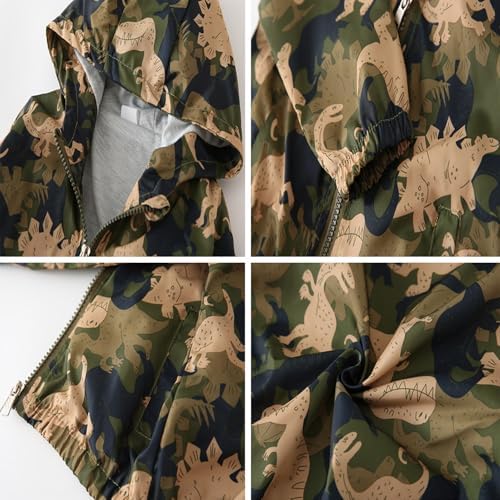 Boys' Hooded Dinosaur Jacket Windbreaker Outerwear - Image 5