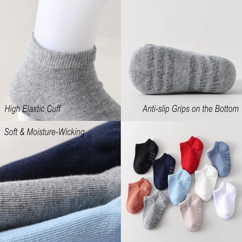 Toddler No Show Socks 10 Pairs Cotton Non Slip Baby Socks - Image 4