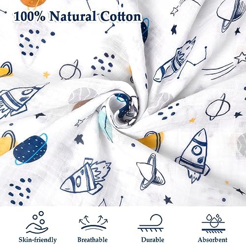 david's kids 4 Pack Baby Muslin Swaddle Blankets, 100% Cotton and Ultra Soft - Image 4