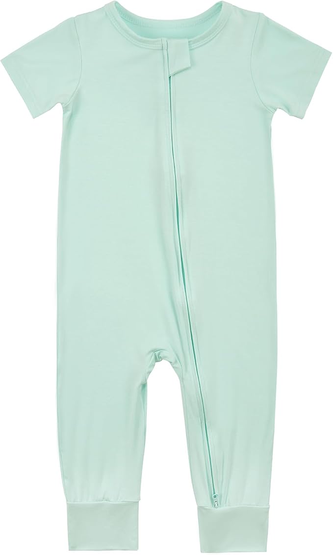 Aablexema Baby Short Sleeve Romper Bamboo Rayon Pajamas | Infant Summer Jumpsuit by Aablexema