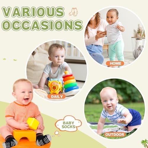 Toddler Non Slip Grips Socks Kids Anti Skid Baby Boys Girls Cotton Crew Socks - Image 6