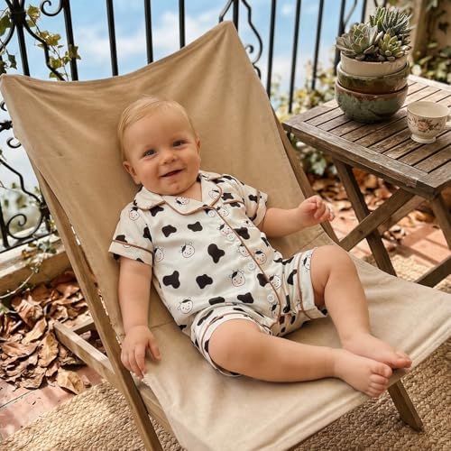 Kuriozud Baby Girl Boy Romper Pajamas Onesie Short Sleeve Button Down Pjs - Image 2