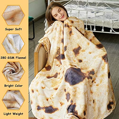 SeaRoomy 60 in Burrito Tortilla Blanket, Funny Food Throw Blanket - Image 5