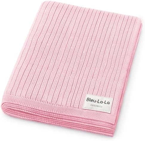 100% Organic Cotton Baby Blanket – Luxury Stretch Ribbed Knit, Breathable by BleuLaLa