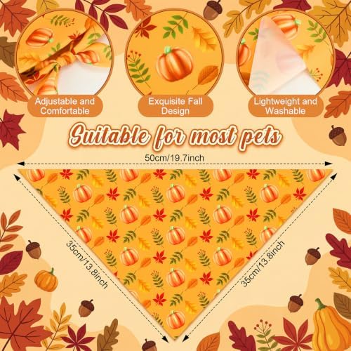 50 Pcs Fall Dog Bandanas Bulk Autumn Pumpkin Maple Leaves Pattern - Image 3