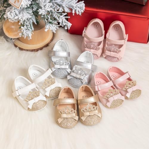 Meckior Infant Baby Girls Soft Sole Bowknot Princess Wedding Dress Mary Jane - Image 4