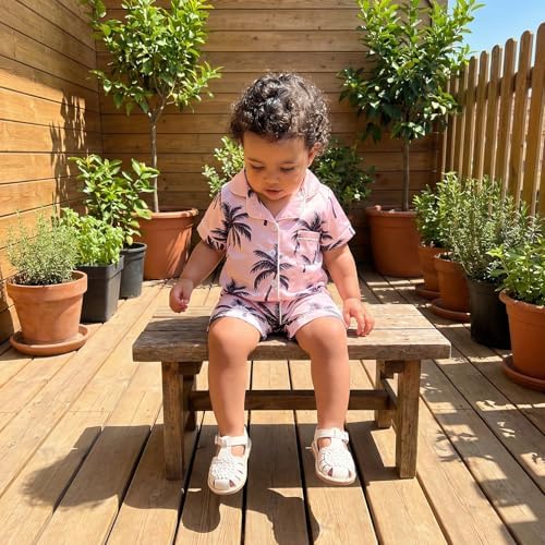 Kuriozud Baby Girl Boy Romper Pajamas Onesie Short Sleeve Button Down Pjs - Image 4