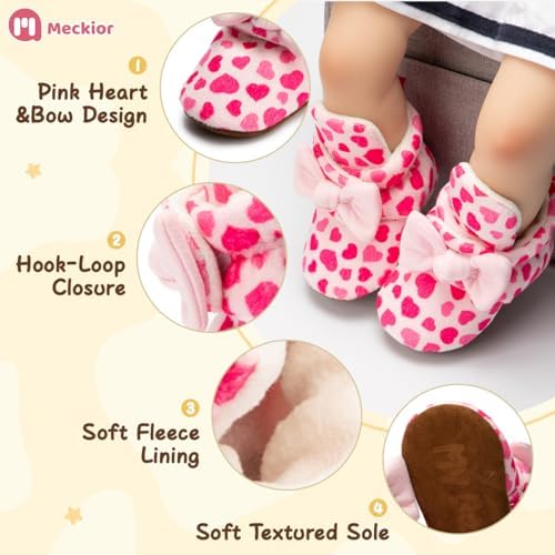 Meckior Newborn Infant Baby Girls Boys Warm Fleece Winter Booties First Walkers - Image 5