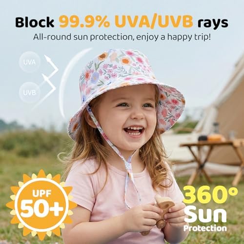Toddler Bucket Hats UPF 50+ Baby Sun Hat Adjustable Kids Sun Protection Summer - Image 2