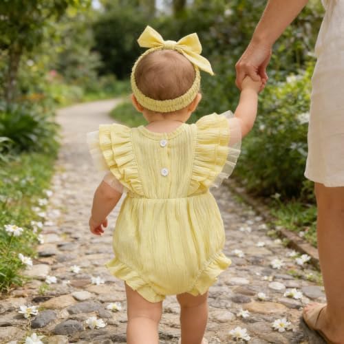 TITKKOP Ruffle Bubble Romper for Baby Girl | One-Piece Shorts Jumpsuit | Summer - Image 7