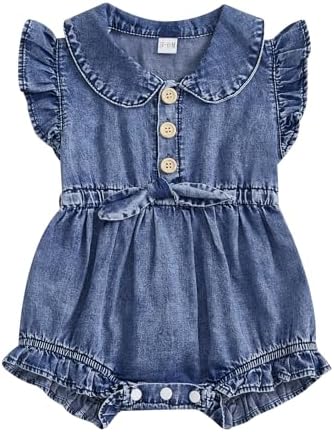 Baby Girl Denim Outfit Button Romper Jean Jumpsuit Shorts Overalls Toddler by Emmababy