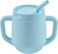 3-in-1 Silicone Training Cup with Straw & Lid - Baby Led Weaning Transition Sippy Cups for 6+ Month Old - Spill Proof Training Cup for Baby - BPA-Free Transition Sippy Cups (Sky Blue)