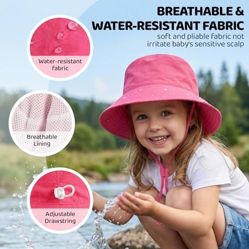 Toddler Bucket Hats UPF 50+ Baby Sun Hat Adjustable Kids Sun Protection Summer - Image 3