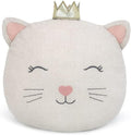 MON AMI Linen Kitty Accent Décor Pillow - 12”x 11”, Plush Cat Cuddle Cushion,Decorative Throw Pillow for Child’s Nursery,Bed or Couch, Cute Room Décor