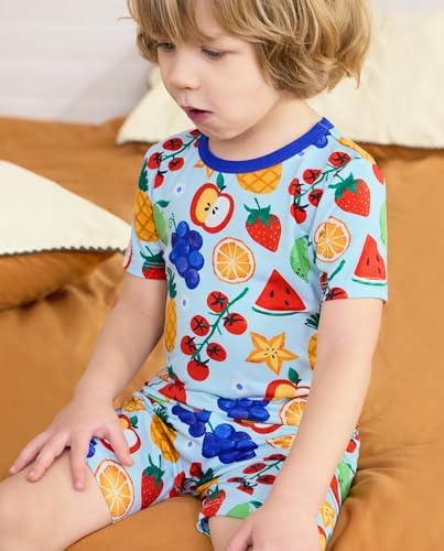 babee Reshinee Bamboo Viscose Toddler Boys Pajamas Set, Short Sleeve Kids - Image 2