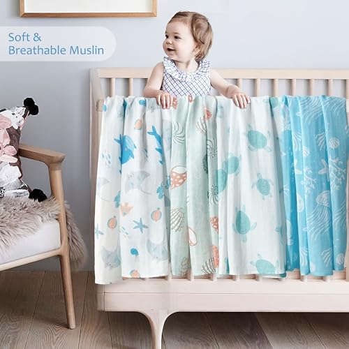 Baby Swaddle Blankets, Bamboo Muslin Receiving Blanket | 4-Pack, Lightweight & - Image 2
