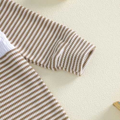 Bagilaanoe Newborn Baby Boy Footie Romper Waffle Knit Outfit Fall Jumpsuit | - Image 5