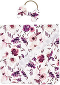 Newborn Floral Receiving Blanket Baby Girls Swaddle Wrap and Headband Set by BxuanW