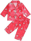 Kids Baby Girl Boy Satin Pajamas Set Button Down Sleep Shirt Top+Long Pants by SAYOO-Alljustforkids