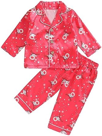 Kids Baby Girl Boy Satin Pajamas Set Button Down Sleep Shirt Top+Long Pants by SAYOO-Alljustforkids