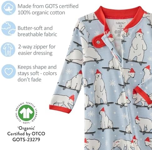 Butterblu Scout Sleep & Play 100% Organic Cotton Footed Zip Front PJs | GOTS - Image 5