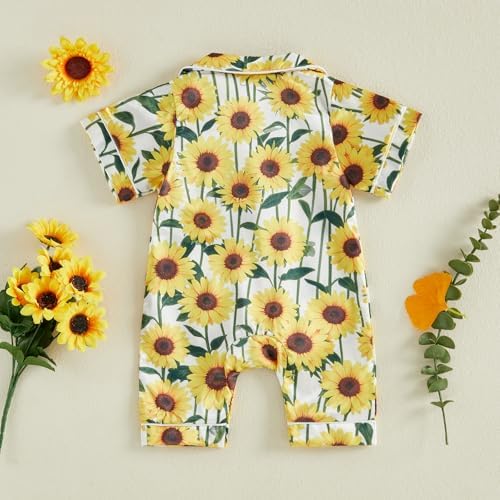 Kuriozud Baby Girl Boy Romper Pajamas Onesie Short Sleeve Button Down Pjs - Image 6