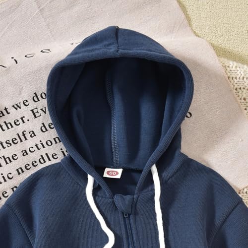 Unutiylo Unisex Baby Boys Girls Long Sleeve Infant Baby Zipper Hooded Jumpsuits - Image 5