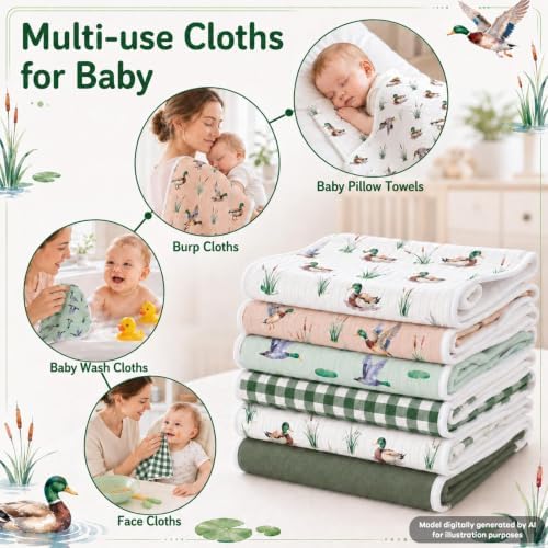 party greeting 6 Pcs Mallard Duck Baby Burp Cloths - Image 6