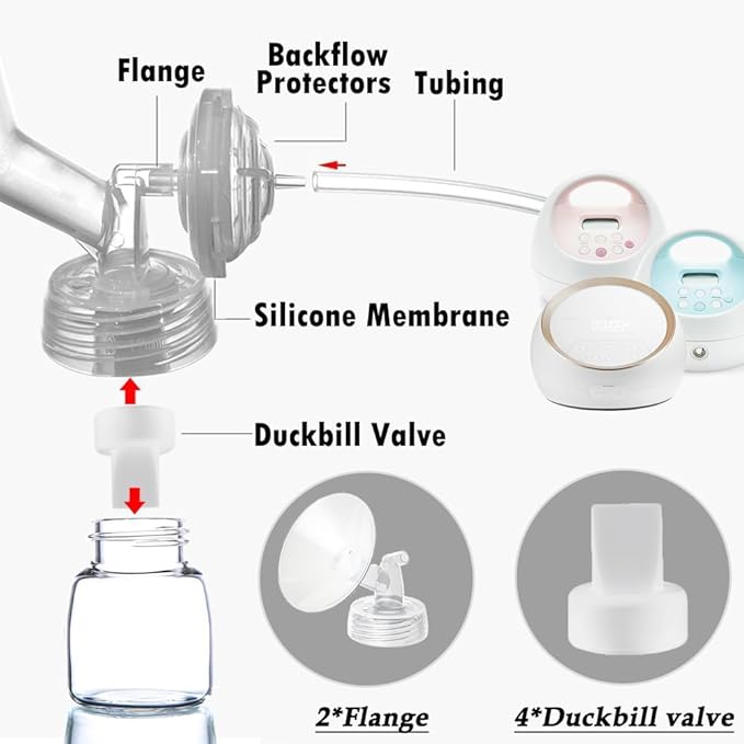 15mm Flange and Duckbill Valve Compatible with Spectra S1 Spectra S2 Spectra9 Plus Synergy Gold Breast Pump, Spectra Pump Parts S2 Parts S2 Accessories Replacement